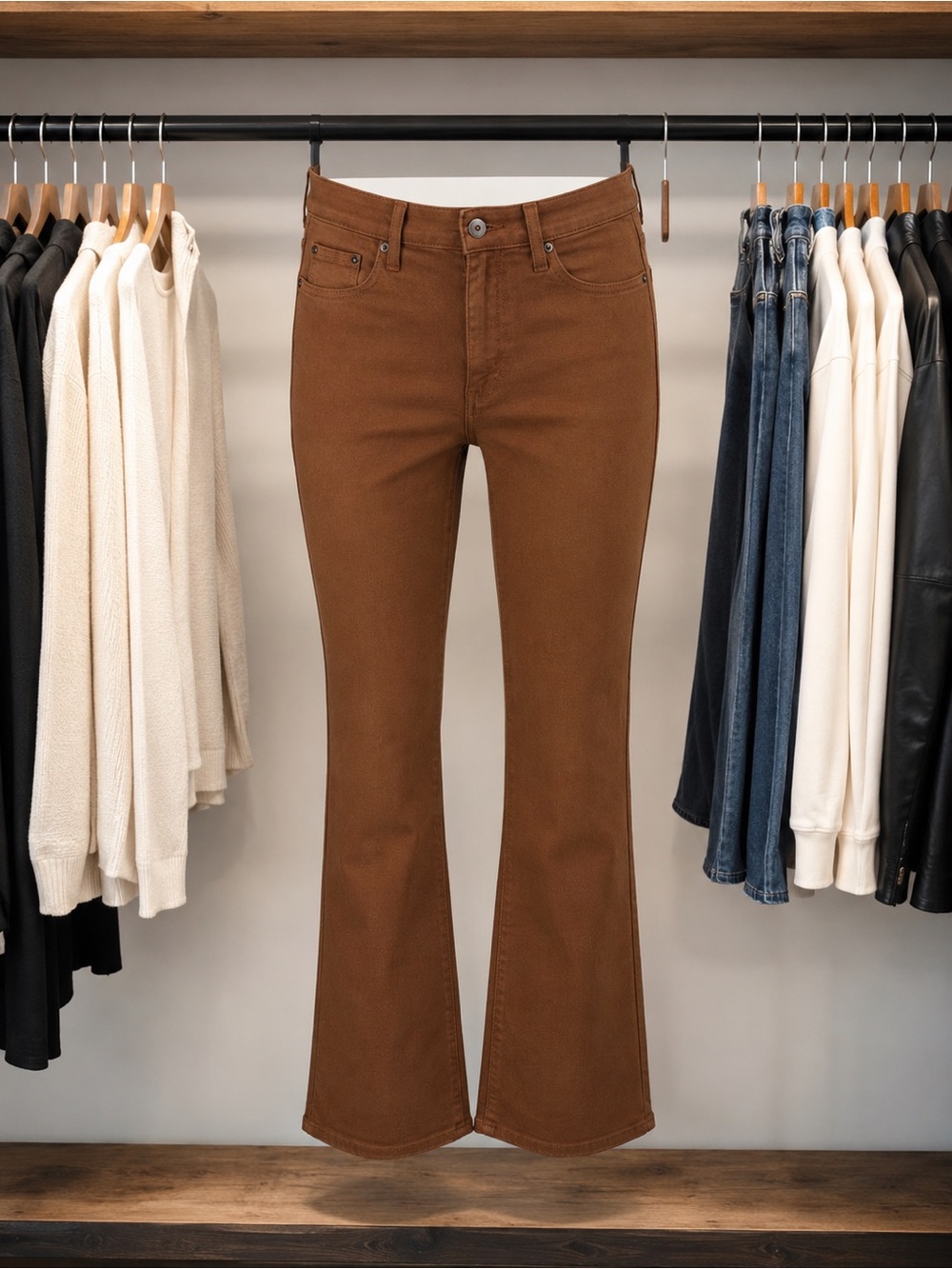 pistola Chocolate Brown High-Rise Flare Jeans